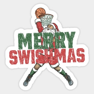 Swishmas Santa Basketball Xmas Sticker
